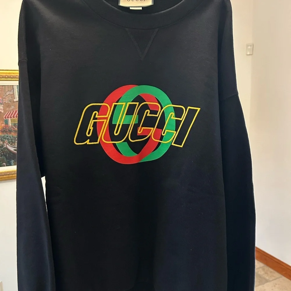 Men's Gucci interlocking G jersey, cotton logo sweatshirt size XL made in Italy